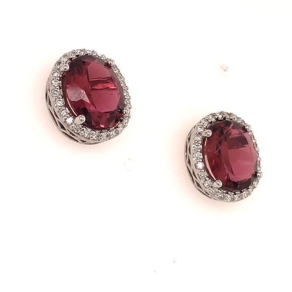 Natural Tourmaline Diamond Stud Earrings 14k WG 5.85 TCW Certified 121150 - Picture 5 of 10